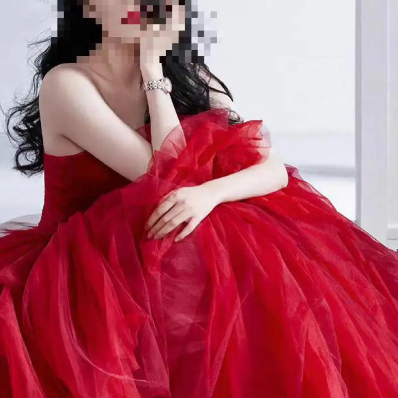 Vestido De novia clásico y Sexy sin tirantes, vestidos De novia rojos Vintage sin mangas para novia, bata De novia sencilla a la moda personalizada