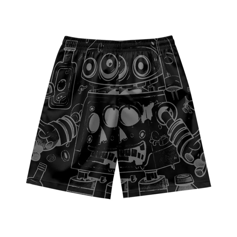 Creative three eyed robot pattern, fashionable, casual, personalized, loose and fashionable, summer men's sports shorts