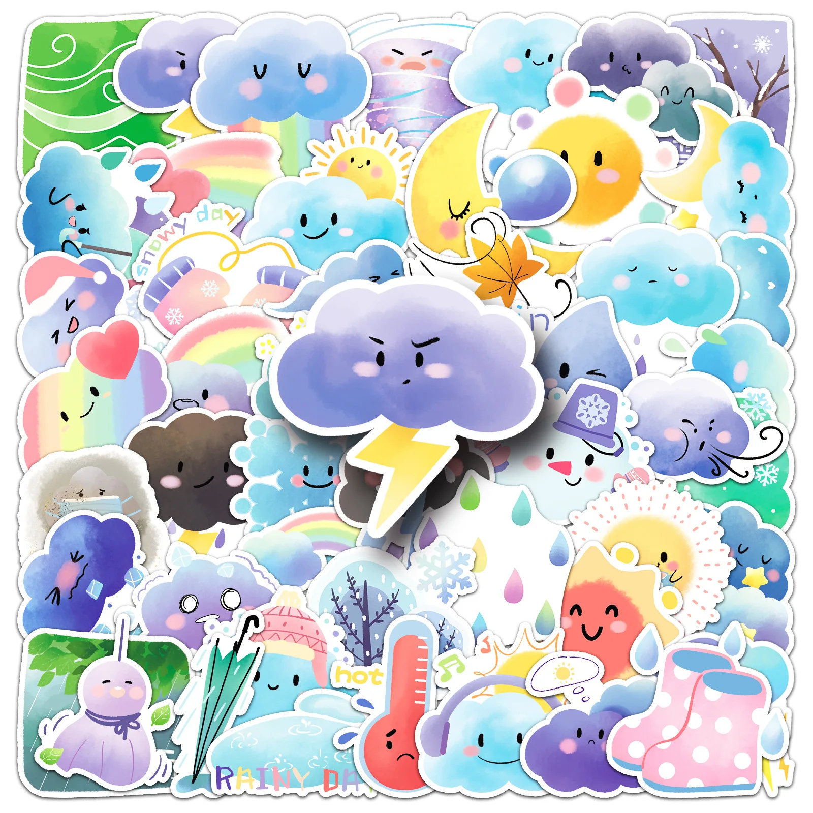 

10/50PCS Cartoon Mood Weather Graffiti Stickers Cute Cloud Funny Meme Personal Decoration Waterproof Graffiti Decal Kids Toy