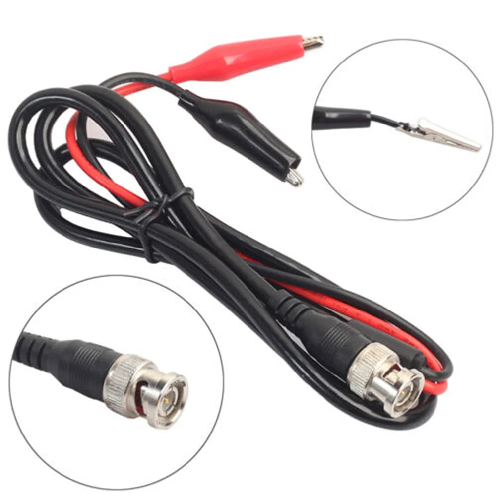 Alligator Clip 1m Lead Cable 1m Length Dual Bnc Male Plug Test Probe Oscilloscope Test Probe Lead Cable for Electronic Repair