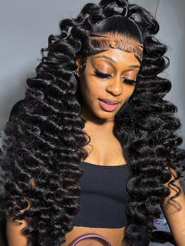 

200 Density Transparent HD Human Hair Wig 40 Inch Loose Deep Wave 13x4 Curly Lace Front 13x6 Water Wave Lace Frontal Wigs