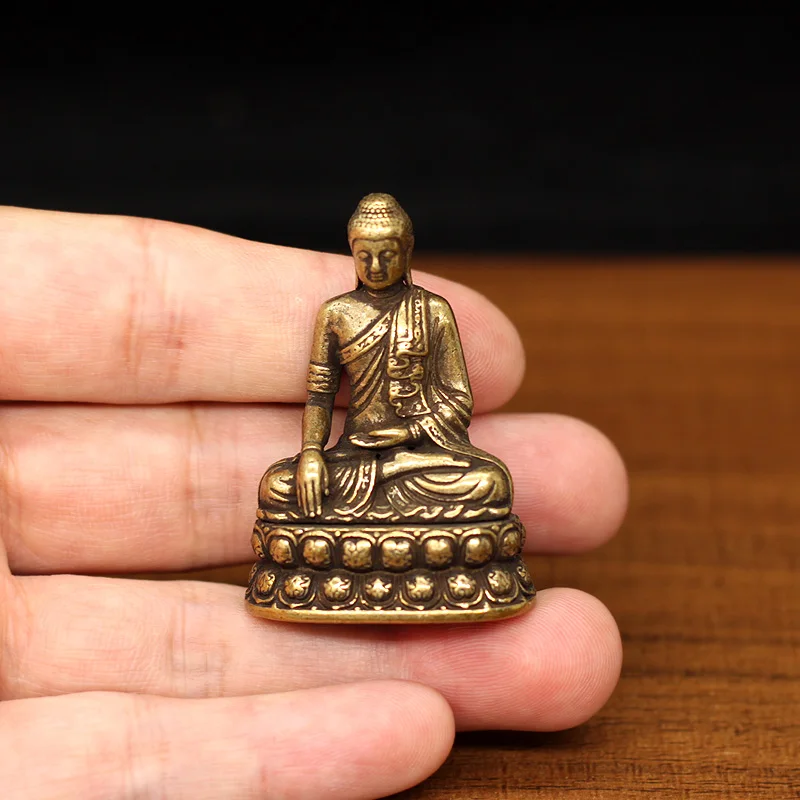 

Mini Micro-carved Solid Copper Lotus Seat Shakyamuni Buddha Ornament