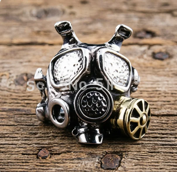 Steampunk Gas Mask Ring Breathing Respirator Machinery Skull Smokehelmet Oddities Daleks Apocalypse Punk Jewelry