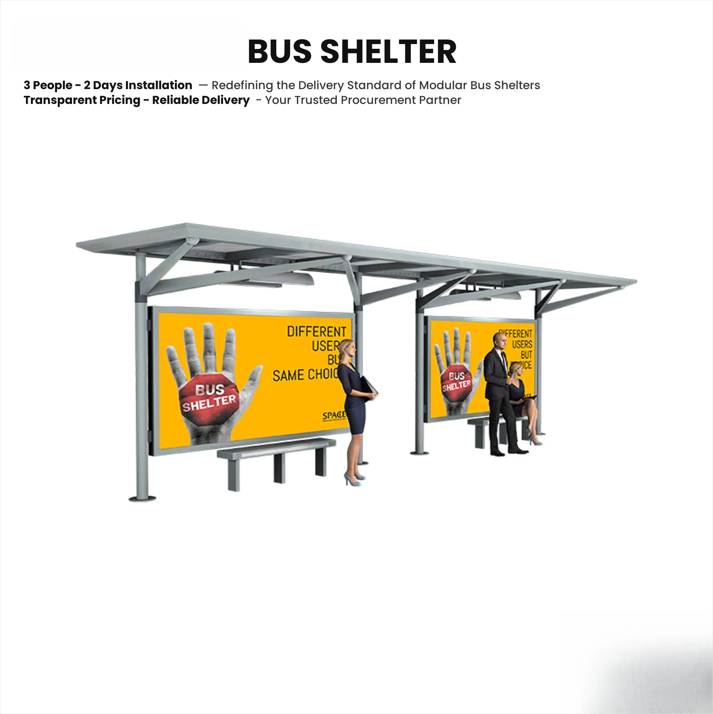 Solar Powered LED Display Advertising Billboard Bus Shelter Stop Light Box
