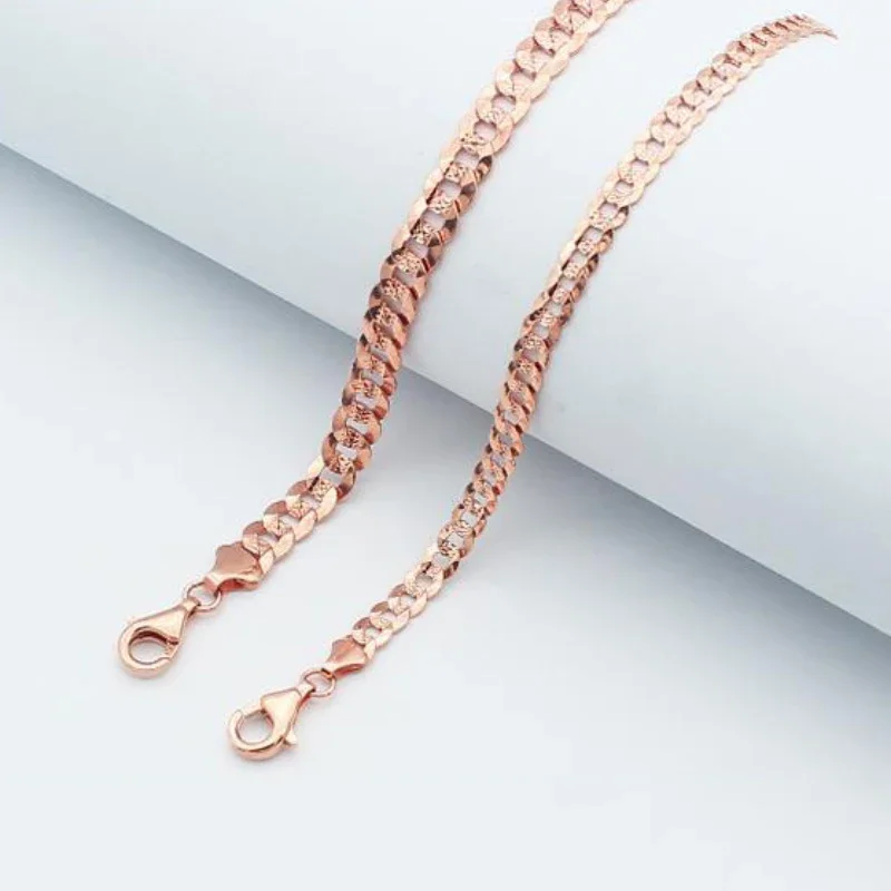 Plated 14k Rose Gold Chunky Chain Bracelet New Charm Classic Men and Women with The Same Style Couple Jewelry