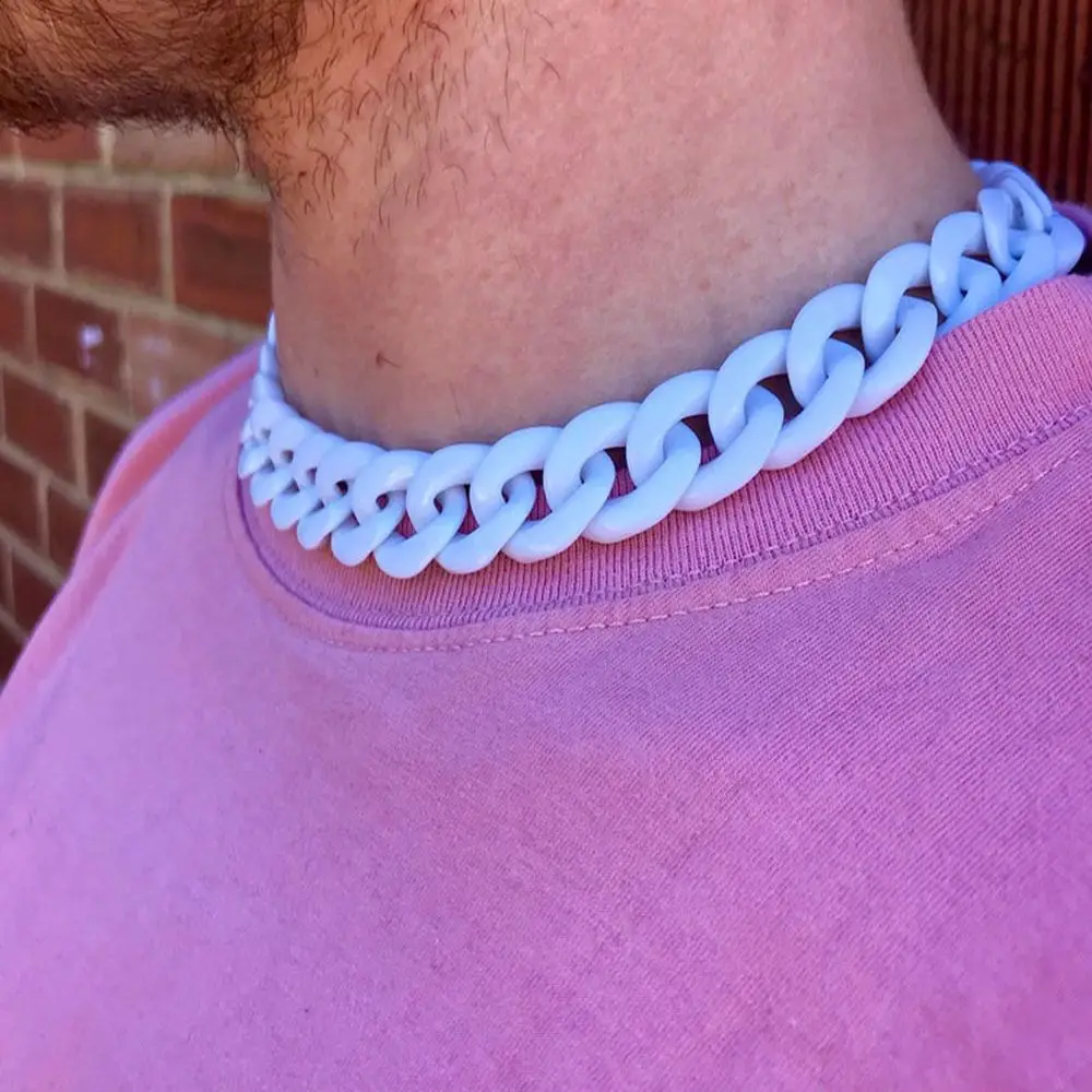 1Pc New Trendy Unisex Neck Chain Fashion Bohemian Colorful Acrylic Thick Punk Choker Plastic HipHop Pendant Party Jewelry Gifts