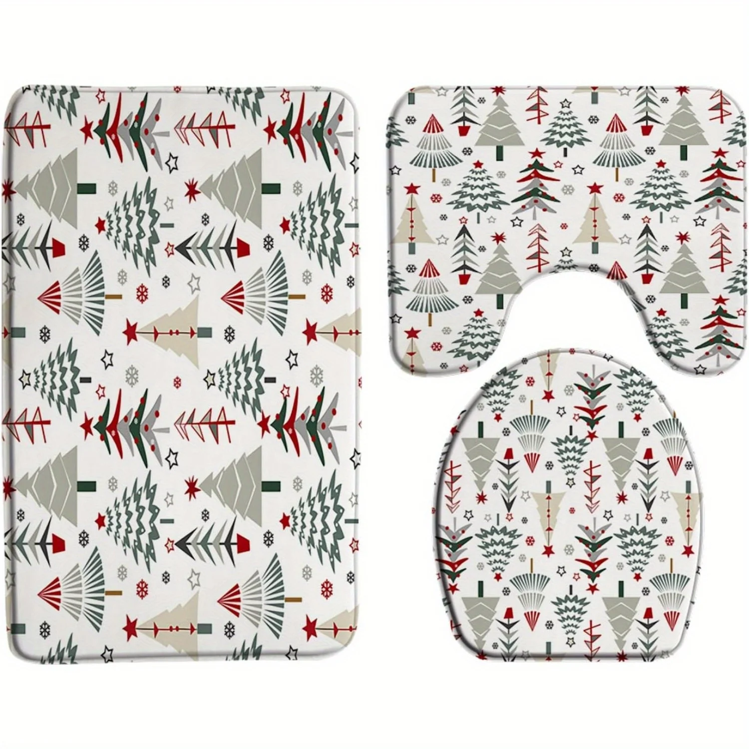 

3 шт. Набор напольных ковриков для автодома, красочная звезда, снежинка, мультяшный новогодний коврик для ванной комнаты, набор одеял, противоскользящий впитывающий пол M