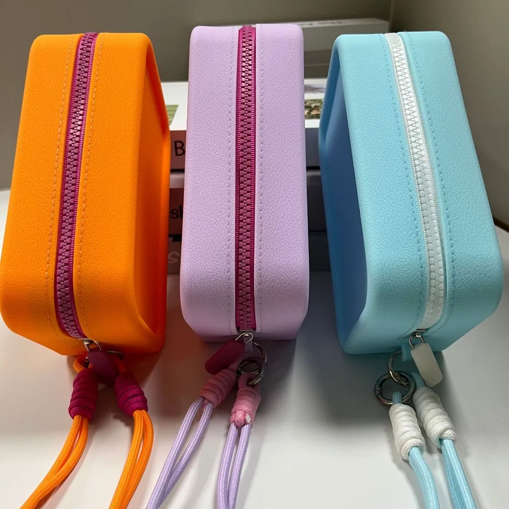 Solid Color Silicone Square Coin Purse Mini Small Item Bag Lipstick Cosmetic Bag Data Cable Storage Bag Women Wallet