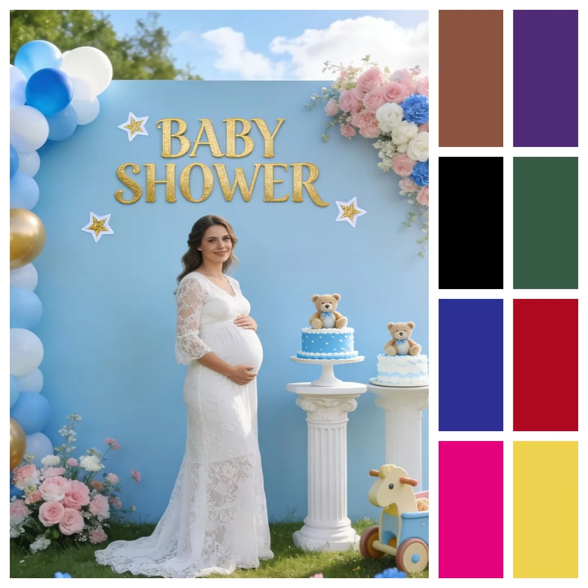 

Solid Colors Rectangular Arch Cover Custom Birthday Wedding Party Baby Shower Pregnant Woman Portrait Spandex Stretchy Backdrop