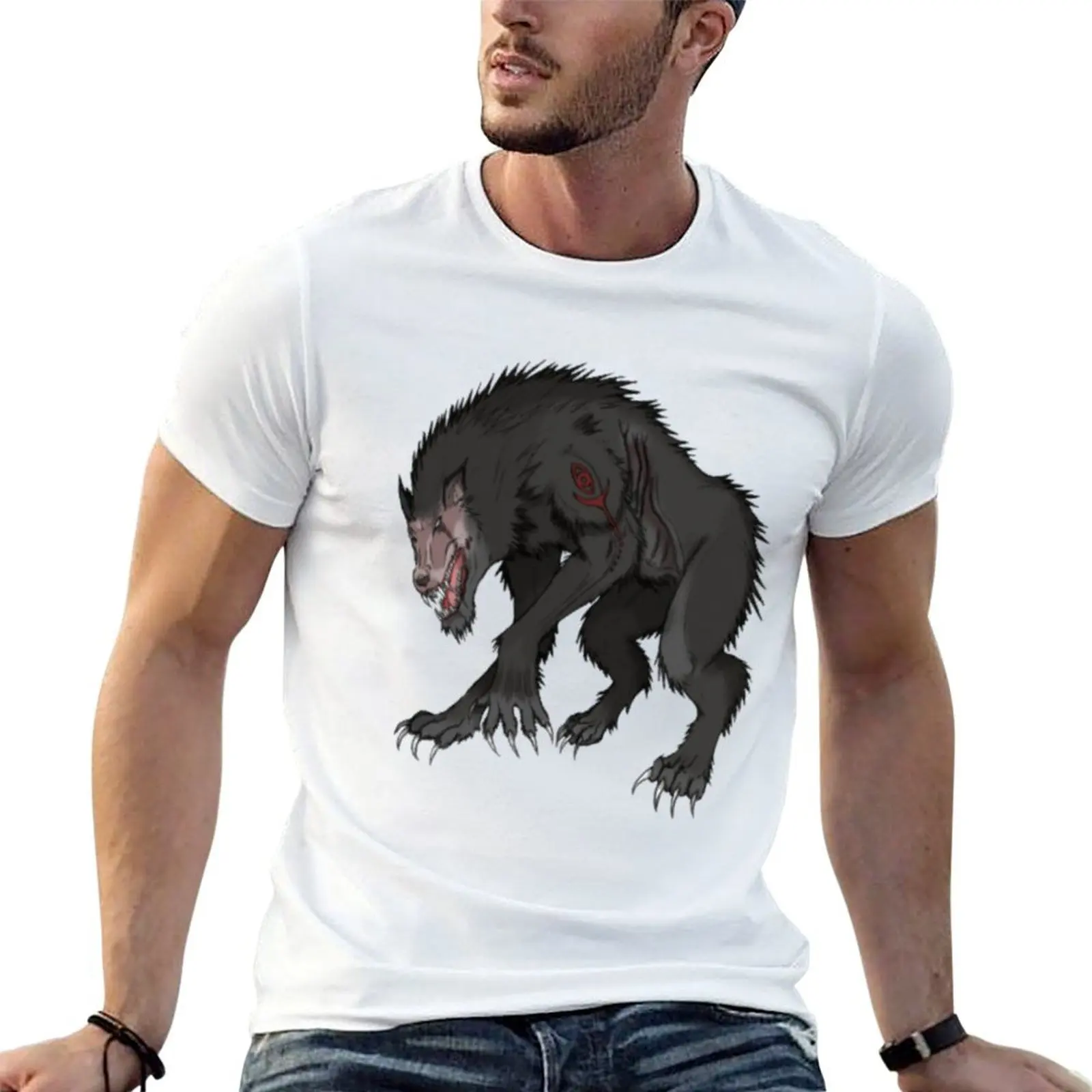 

for anime tshirt shirts man oversize Zombie cotton t tees Wolf T-Shirt shirts 100% t graphic