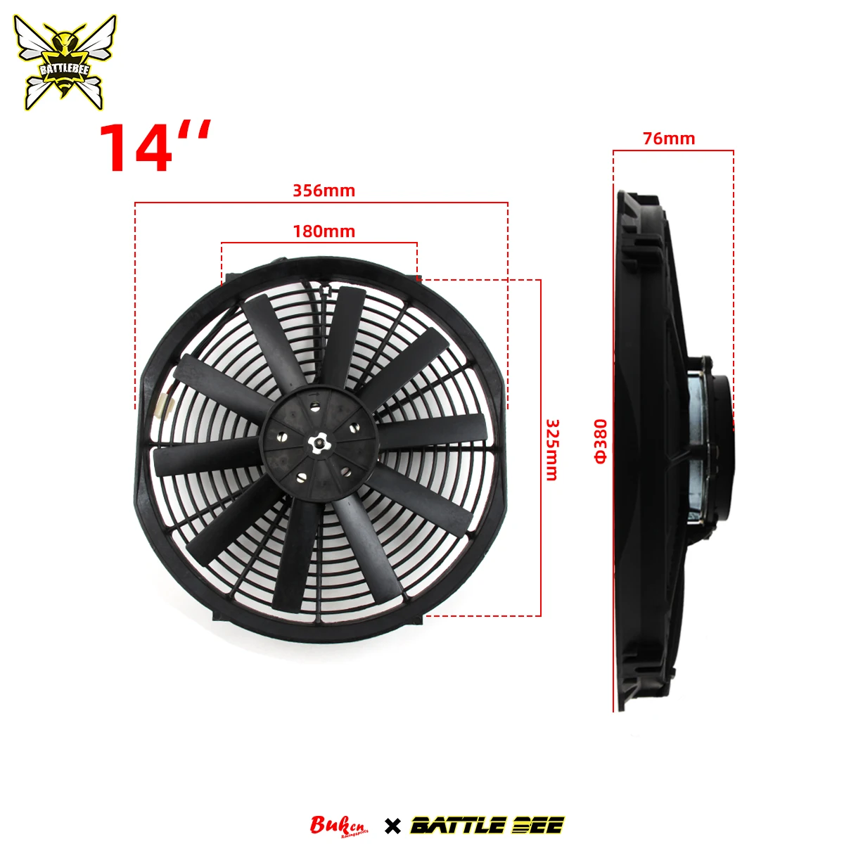 High Performance 12V 180W Electric Radiator Cooling Fan Push Pull Type Replacement for Cars Kit Included