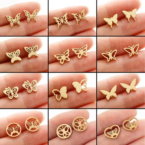 Stainless Steel Cartilage Earrings 2024 Trend Mini Delicate Butterfly Stud Earrings For Women Tragus Jewelry Party Gifts