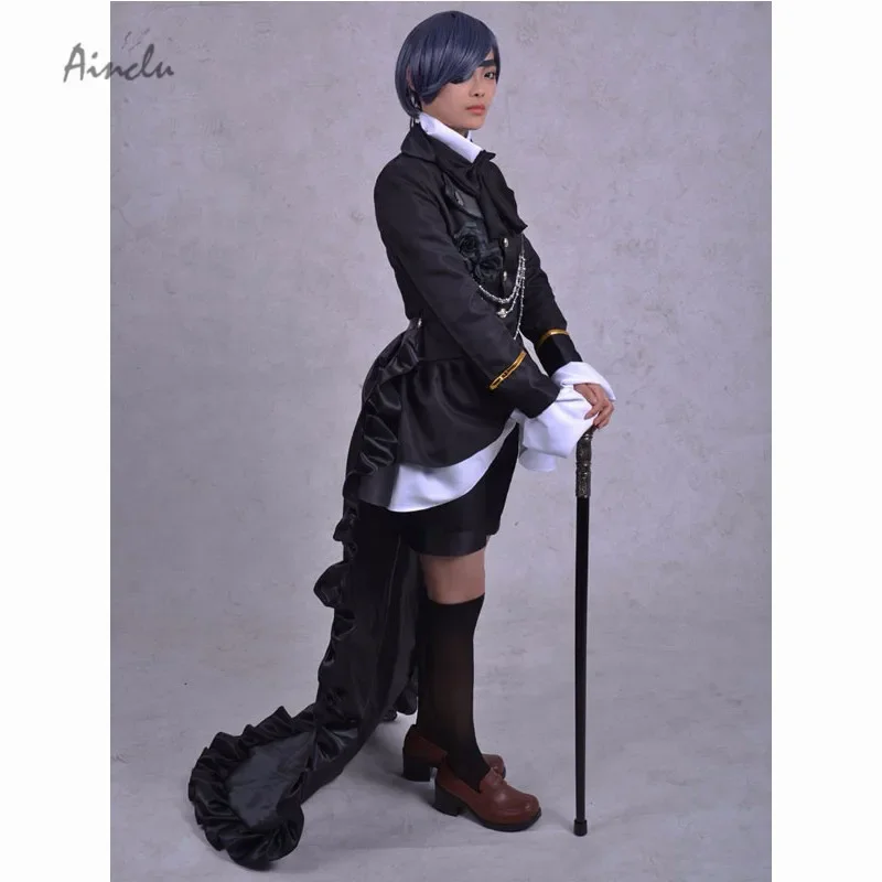 Ainclu Halloween Black Butler Kuroshitsuji Ciel Phantomhive Black Steampunk Suit Anime Adult Cosplay Costume Any Size