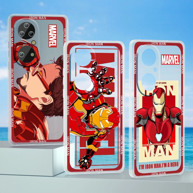 Marvel Iron Man Tony Stark Phone Case For Huawei P50 P40 P30 P20 Lite 5G Nova Plus 9 SE Pro Y9S Prime Honor 9X Transparent