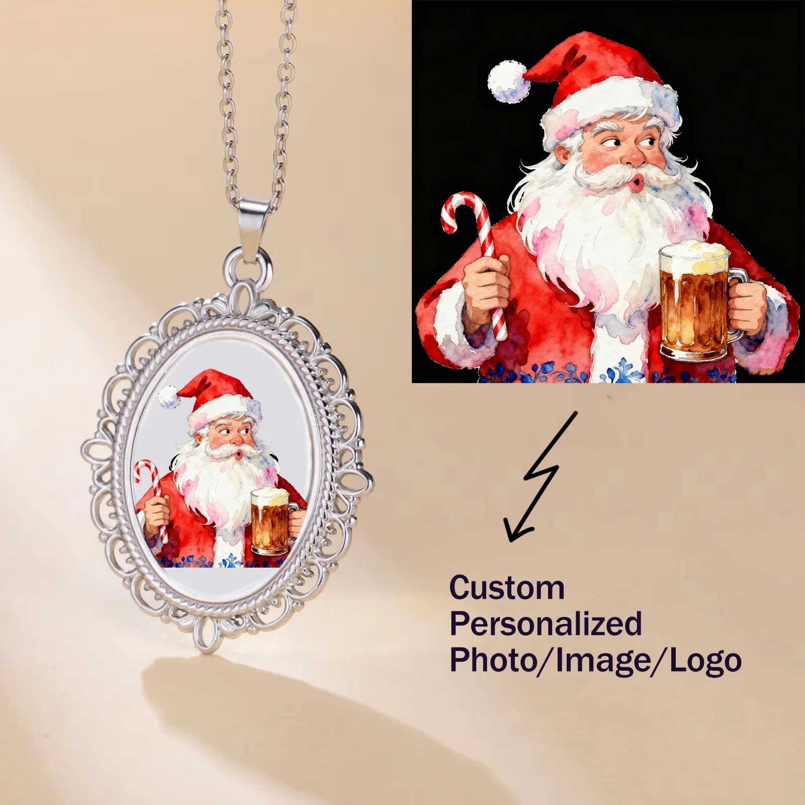 

Custom Photo Necklace for Women Men Logo Picture Personalized Necklaces DIY Jewelry Memory Christmas Gift for Couple Family Mom