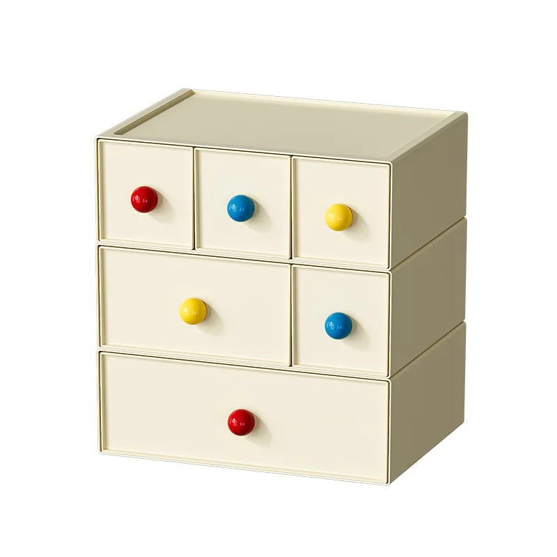 Dopamine Drawer Storage Box Multi-layer Stackable Free Combination Jewelry Storage Box Round Handle Cream Stationery Organiser