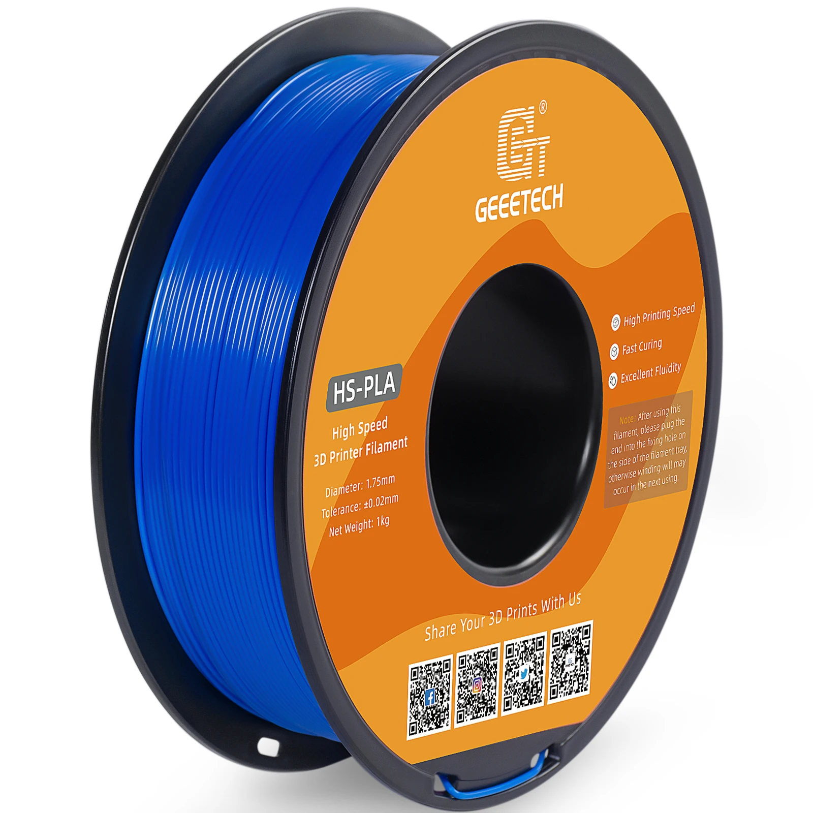 GEEETECH High-Speed PLA-filament 1,75 mm 1 kg 1 spoel, snelle uitharding, betere vloeistofheid, HS-PLA High-Speed 3D-printfilament