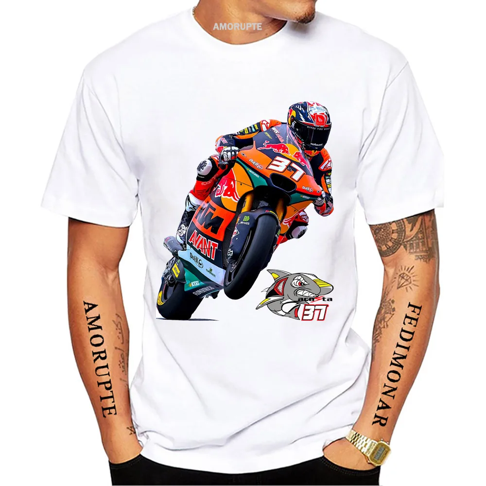 37 Pedro Acosta Shark 2023 GP Riding T-Shirt New Summer Men Short Sleeve Moto Sport Boy Casual White Tops Motorcycle Rider Tees