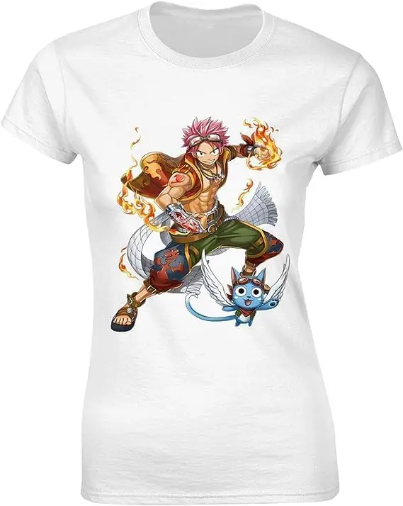 

Fairy Anime Tail Shirt Women's Fashion Short Sleeve Cotton T Shirts Quick Dry Pattern Custom Tee Tops Black