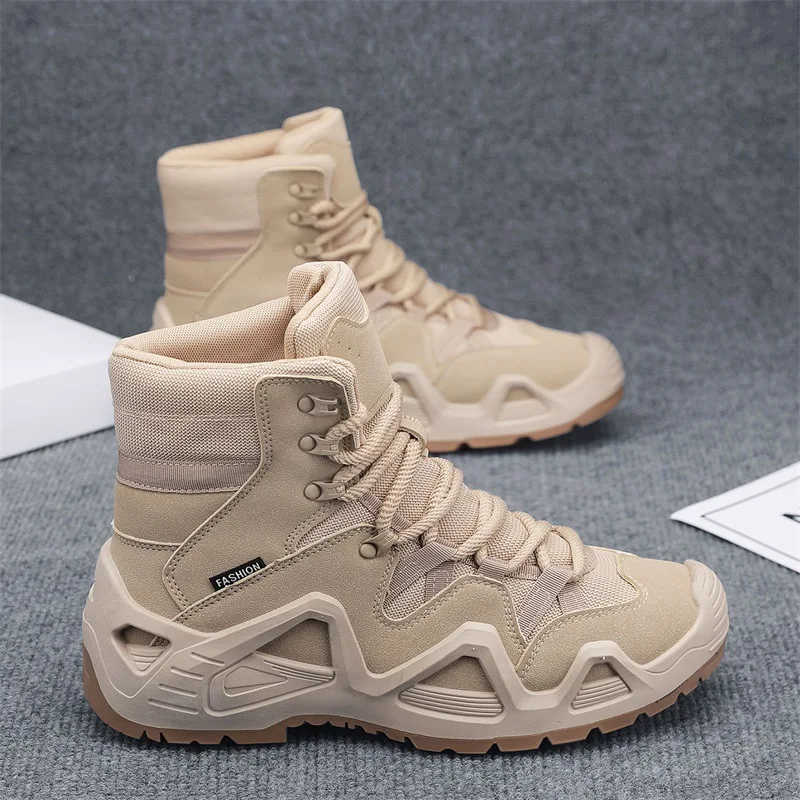 Autumn and winter men's high cut thick soled outdoor workwear  casual short boots  plus size mountaineering tactical men's boots