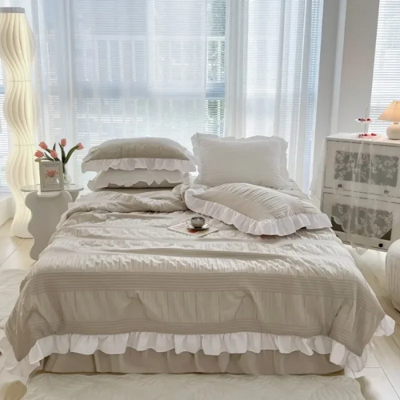 

seersucker Xia Liang quilt four-piece bed skirt summer single double thin air conditioner quilt dormitory summer quilt