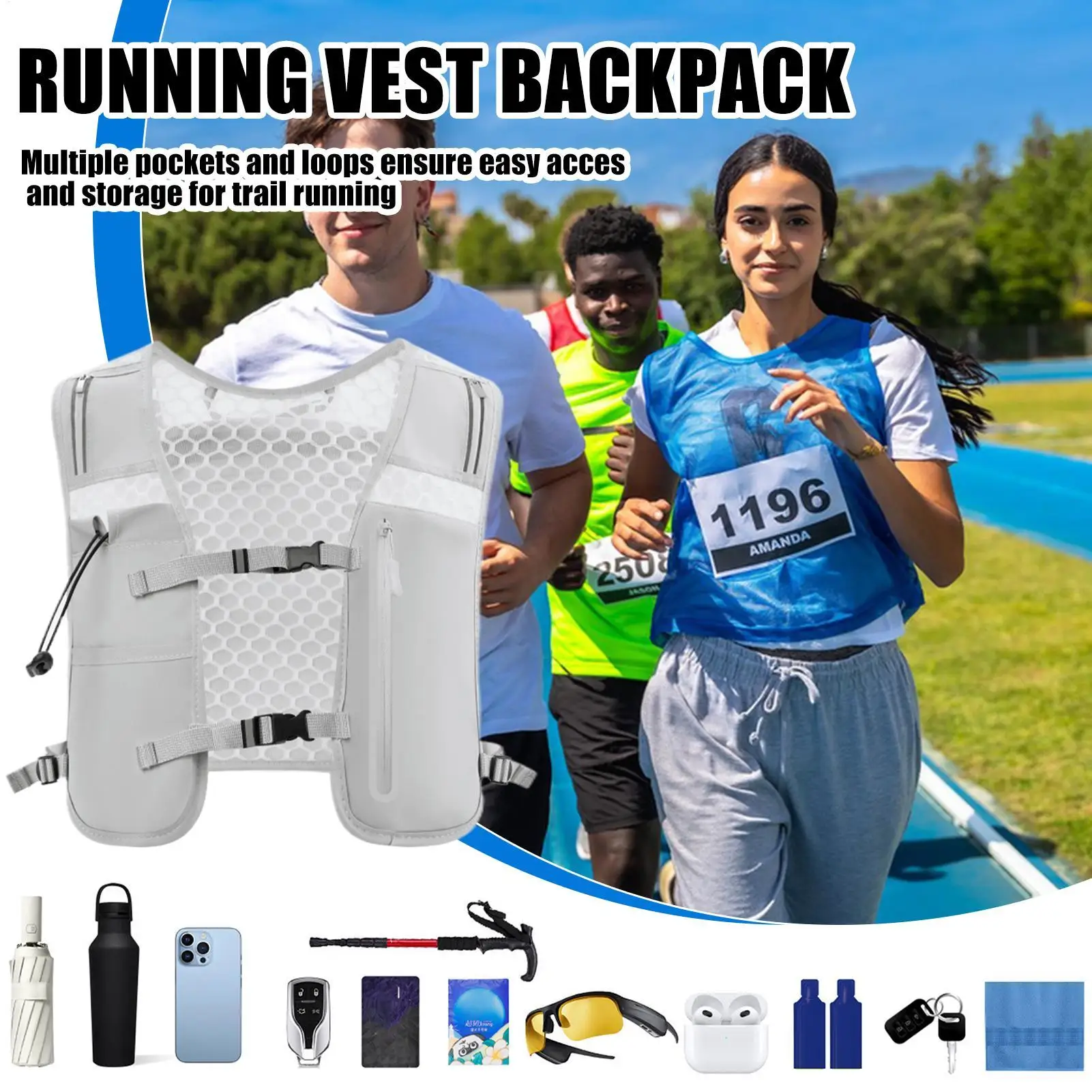 

Hydration Vest 4L Trail Running Vest Adjustable Chest Straps Reflective Phone Holder Water Bladder Bag For Men Women Outdoor