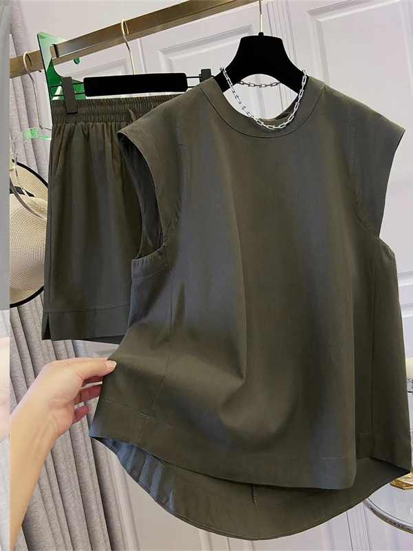 

Повседневная футболка ort Sve и комплект orts, свободный крой, летний комплект для похудения, Новое поступление, женский комплект Faion больших размеров