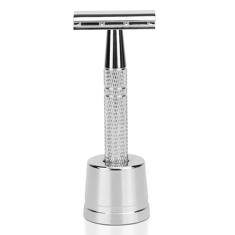 

Hot Selling Mens Vintage Elegance Eco-friendly Safety Razor with Metal Handle Double Edge Razor（silver）