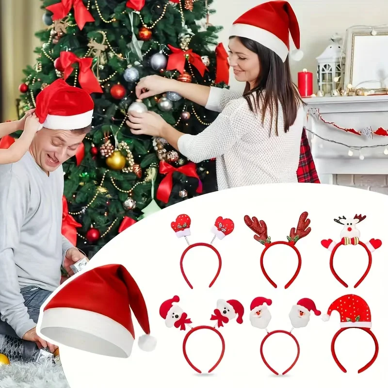 

Украшения для рождественской вечеринки, 6 шляп, 6 блестящих очков, 6 резинок для волос в подарок на вечеринку