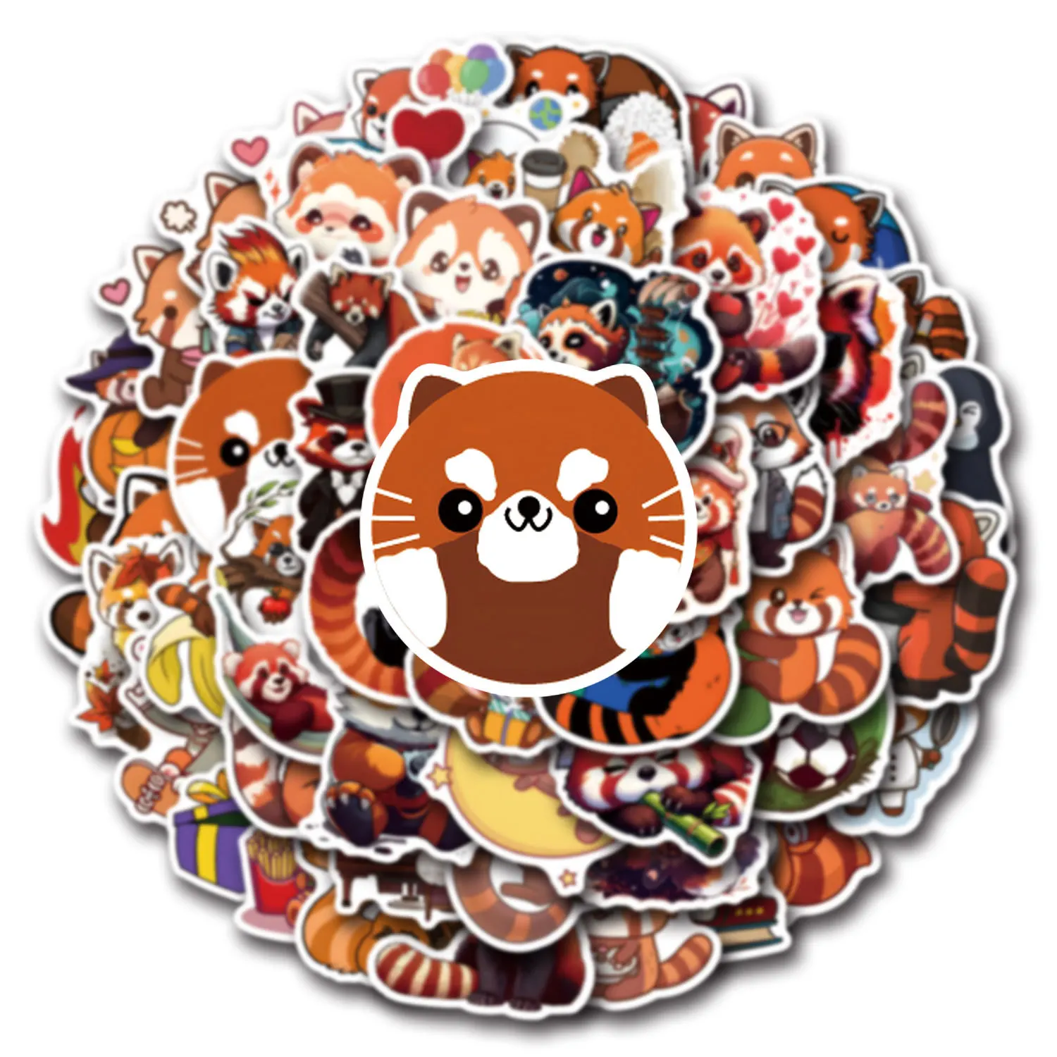 110PCS Cute Red Panda Graffiti Stickers Kawaii Animal Cartoon Decal DIY Luggage Phone Guitar Cup Scraphbook Waterproof Sticker