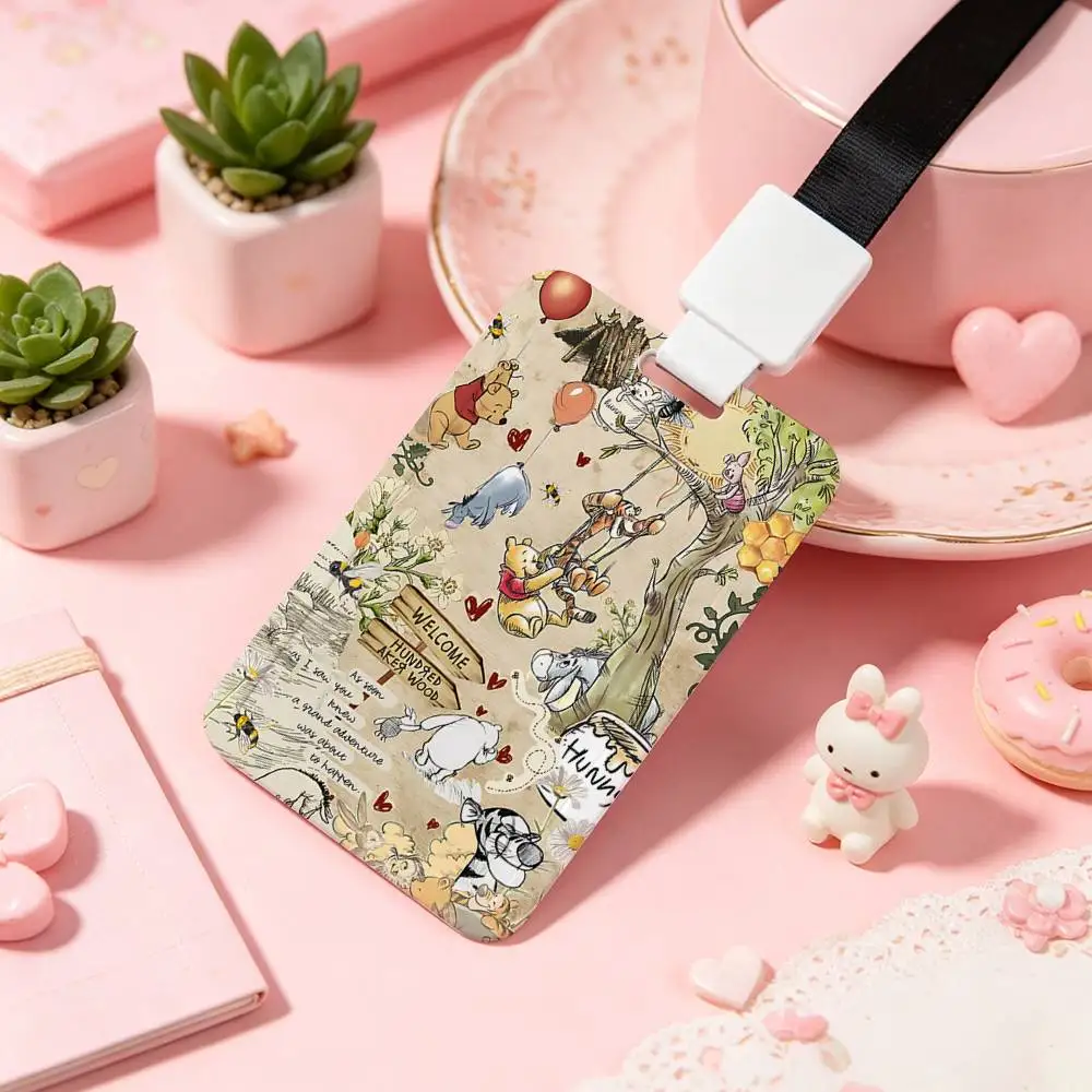 Cute Winnie-the-Pooh NFC Contactless Sliding Card Sleeve For Student Cards, Bus Cards, ID Cards, And Work Permits