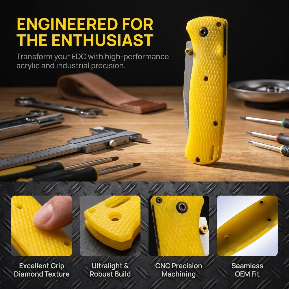 Replacement Handle Scales Compatible with 535, Yellow Anti-slip Texture Knife Parts