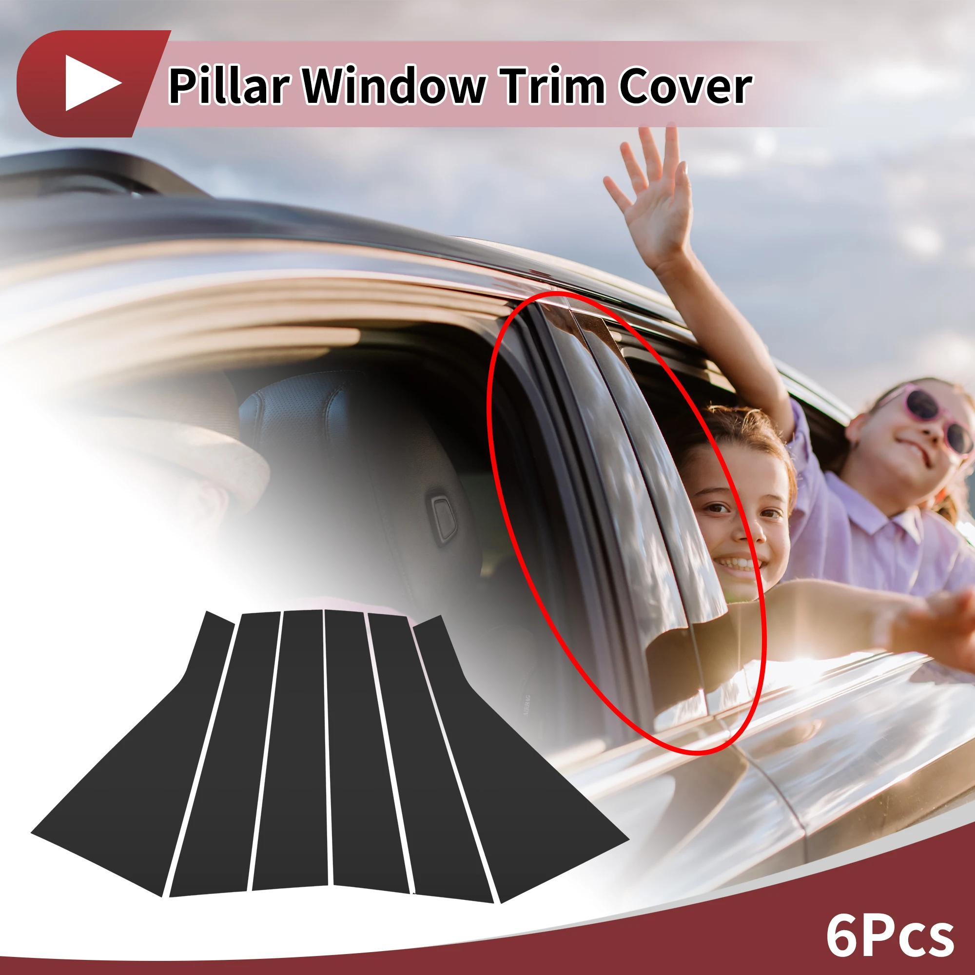 

UXCELL Door Pillar Window Trim for Hyundai Sante Fe 2019-2023 Black