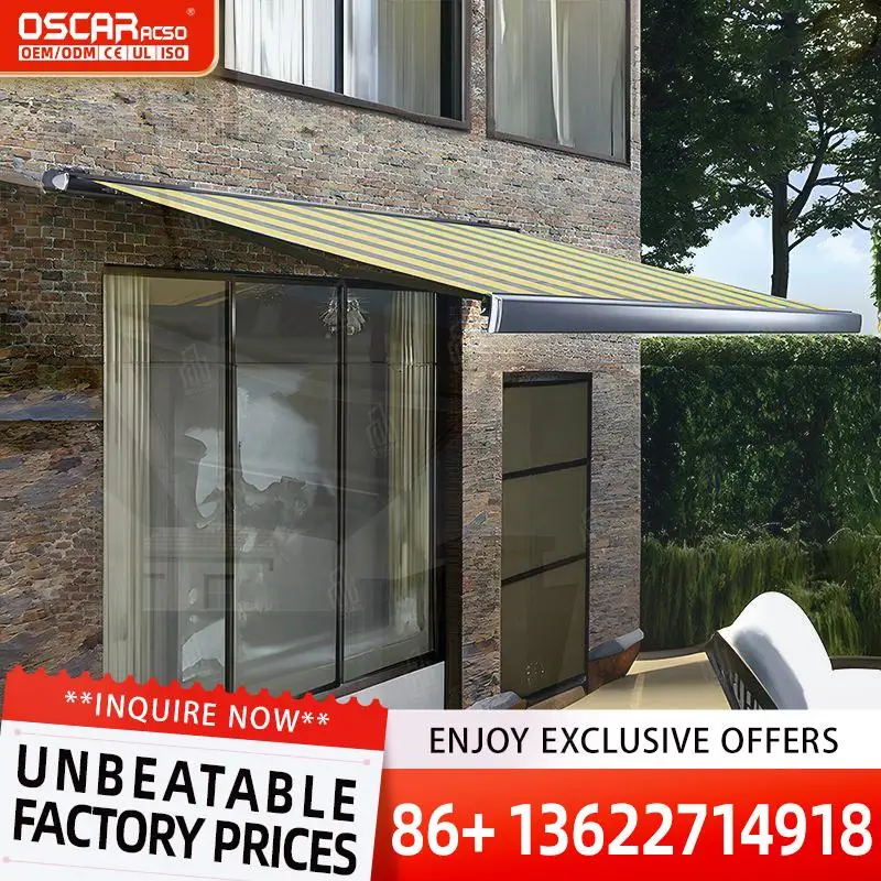 

Aluminum Wall Mounted Waterproof Curved Patio Awning for Coffee Shop Outdoor Use Strong and Durable Retractable Awning