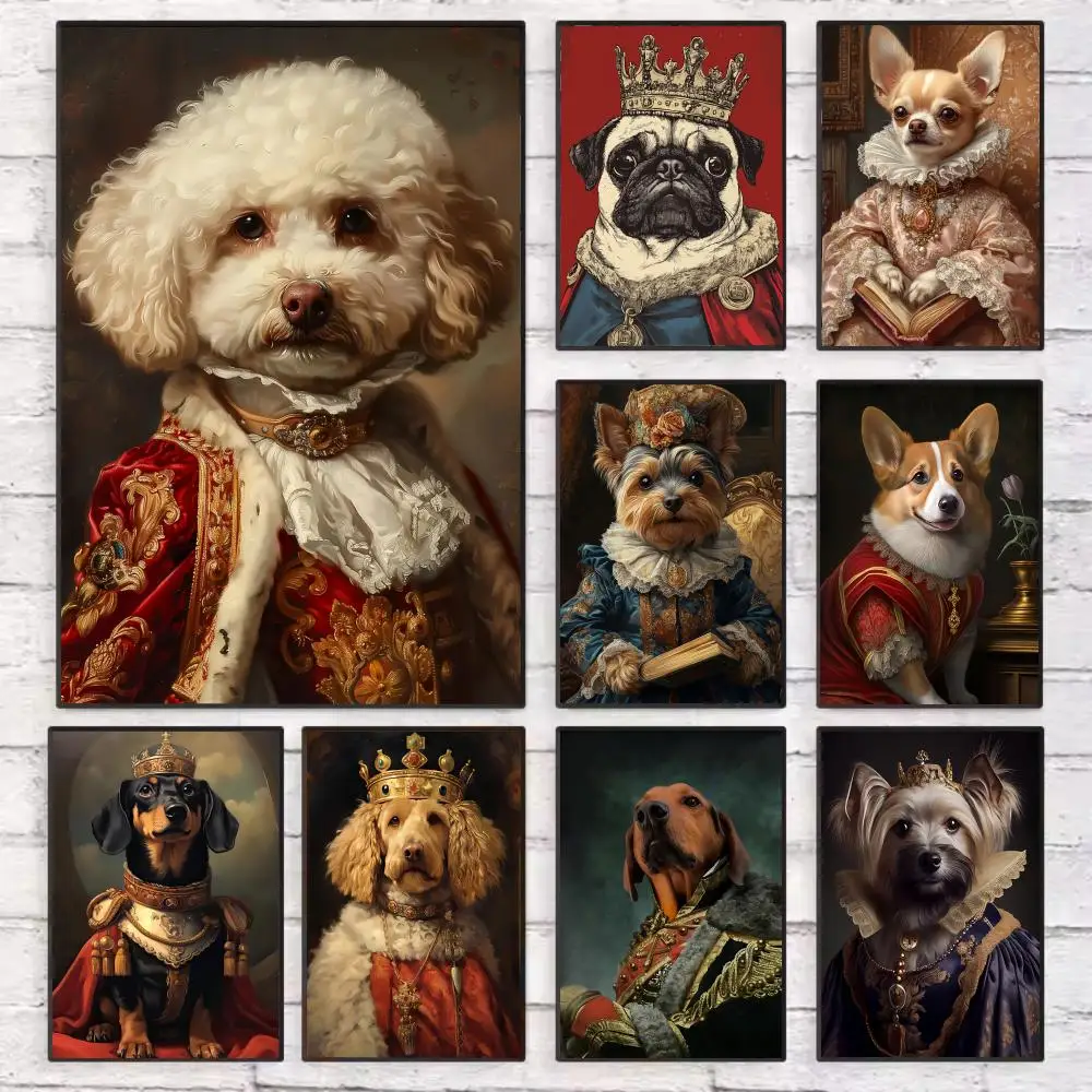 

Funny Animal Dog Portrait Poster Wall Art Sticky for Living Room Bedroom Office Hallway Bar Home Decor Gift Idea