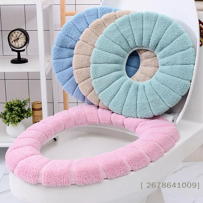 ⚑Soft Plush Toilet Seat Cover,Thickened Warm O-Shaped Toilet Cushion,Washable Toilet Seat Warmer Pad for Bathroom