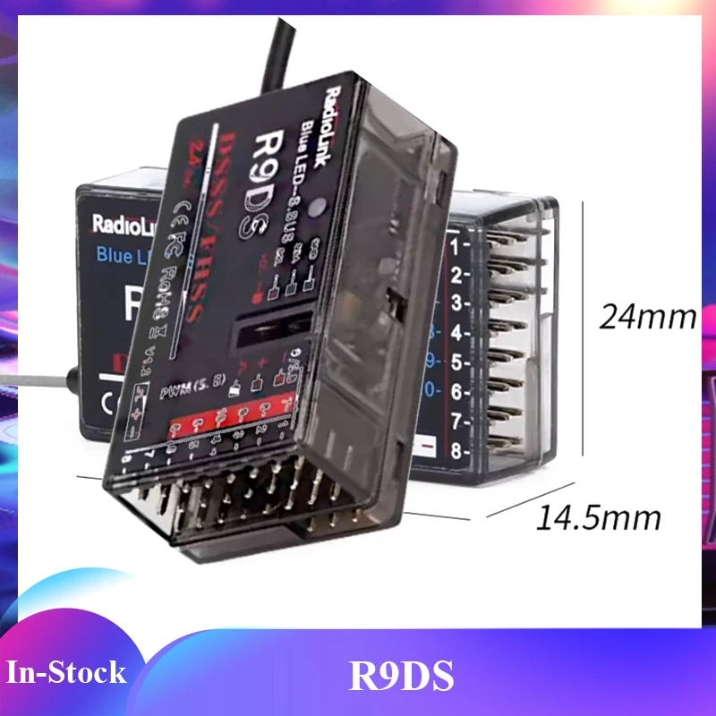 

RadioLink R9DS Mini Receiver - 2.4GHz FHSS w/ PWM & PPM, SBUS/CPPM-Compatible, Low Latency for RC Drones/FPV/AT9 Transmitters