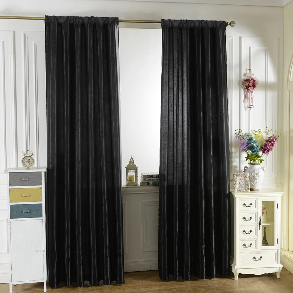 Modern Satin Door Window Curtains Solid Color Excellent Craftsmanship Well Durability Room Semi-shading Drape Curtains