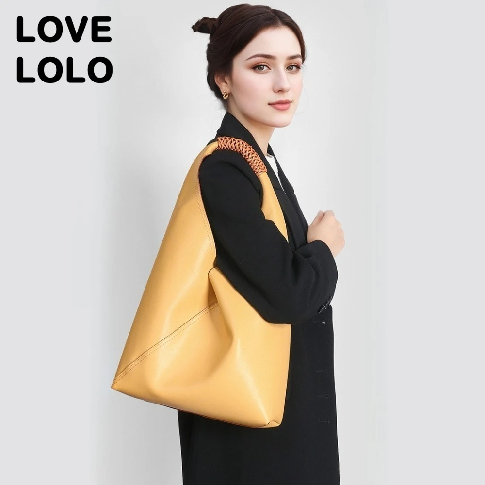 

Korean Minimalist Hobo Bag for Women Large Capacity Genuine Leather Underarm Shoulder Tote Small Luxury Designer Crossbody Purse