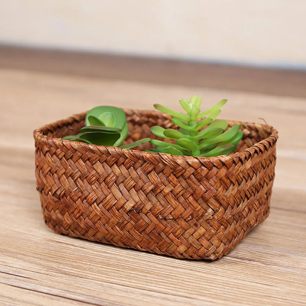 

3Pcs Straw Storage Basket Woven Multi-Functional Desktop Organizer Snack Fruit Holder Rustic Household Container