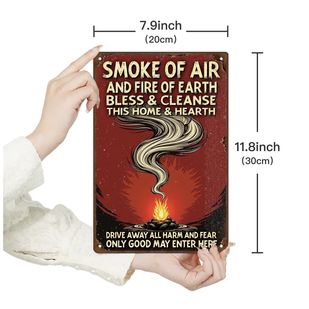 Putuo ديكور 1 قطعة علامة القصدير المعدنية خمر ، دخان الهواء والنار ، جدار ديكور فني للمنزل حفلة الهالوين ، هدية