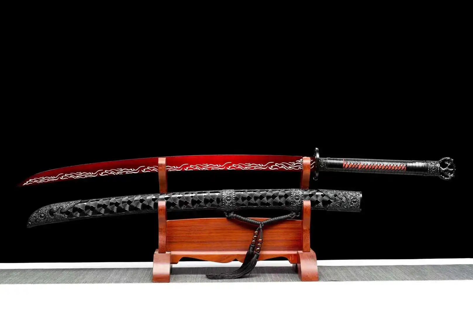 Chinese Kungfu Battle Sword, Purple Lightening, Real Handmade Multi Refined Extreme Manganese Steel Baked Red Blade, Unsharp