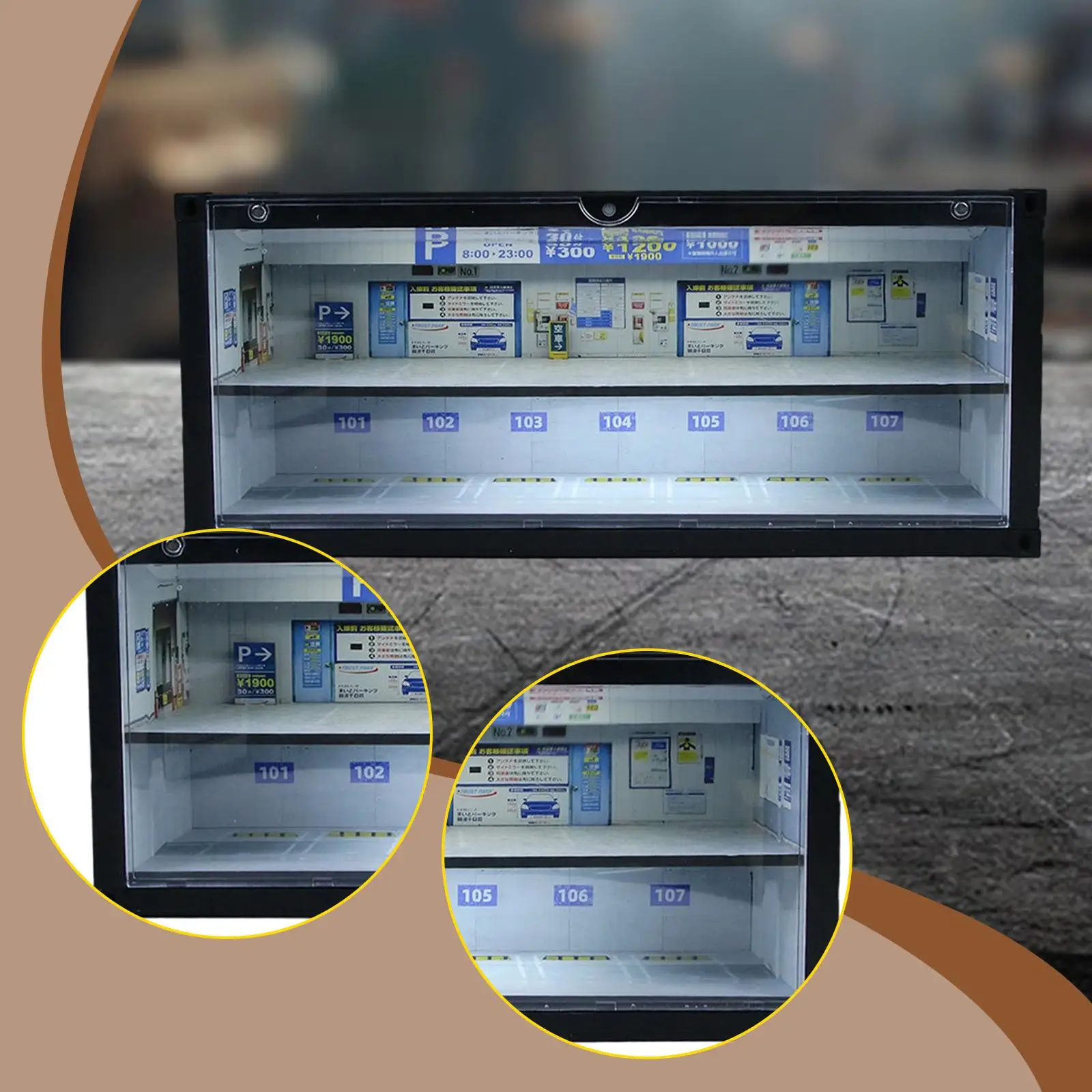 

1/64 Scale Miniature Car Garage Diecast Display Case with Light for Cars Toys Collection