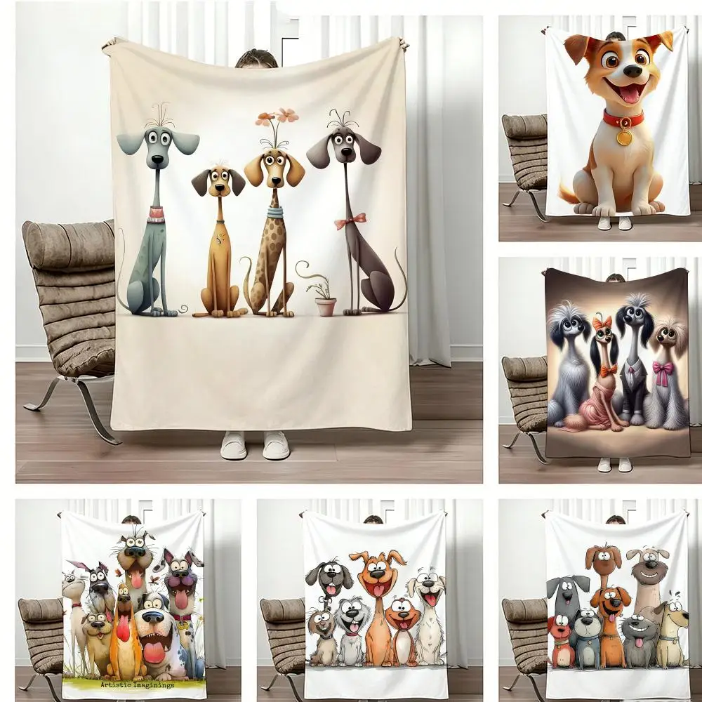 

Hit Anime Viral Puppy Throw Lightweight 240g Flannel Blanket Soft Skin-friendly for Summer Cooling