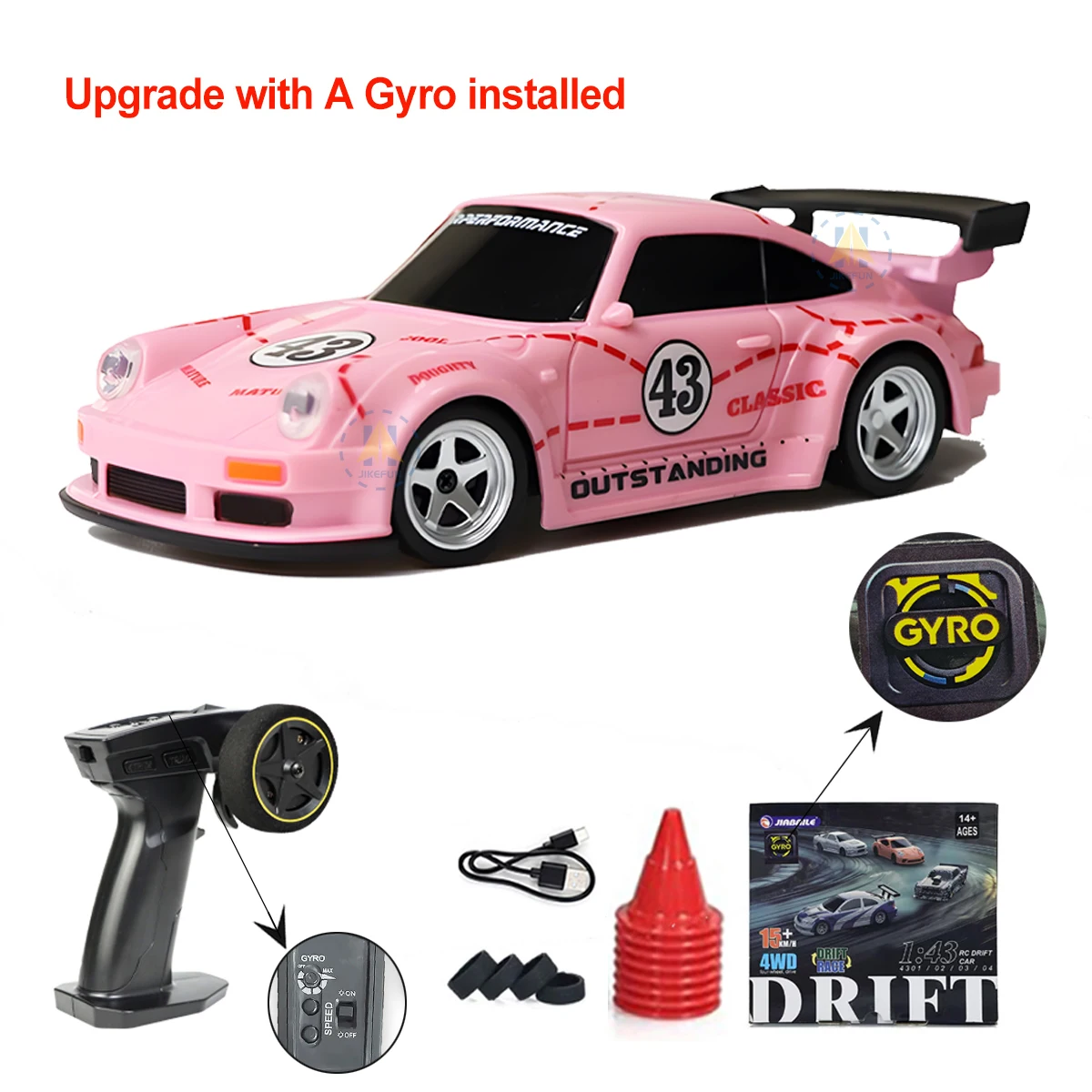 Verbeterde Gyro 1/43 RC Drifting Car Racing RTR 4WD Hoge Snelheid Radio Control Model 2.4G Drift Race Voertuig mini Geschenken