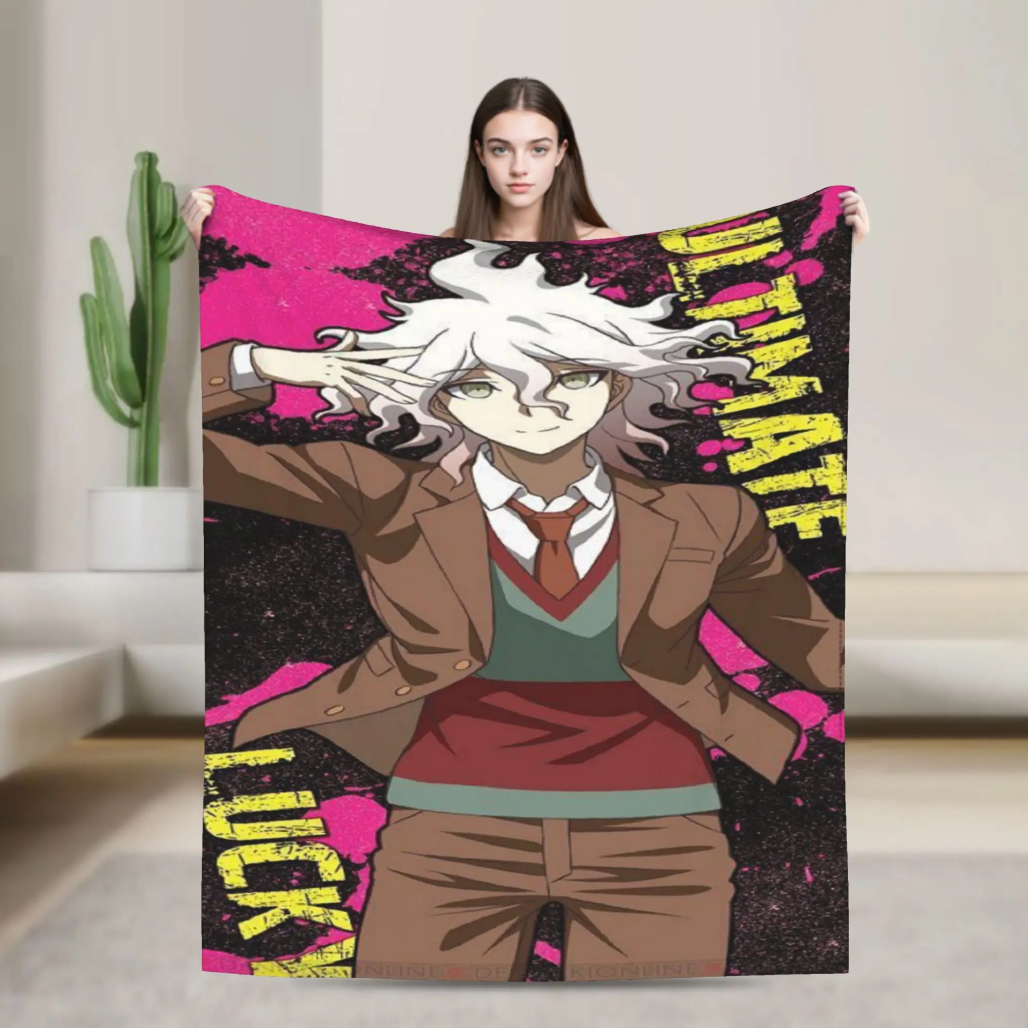 Nagito Komaeda The Ultimate Accessories Blanket Lightweight Thin Coral Fleece Plush  Throw Blanket Comfortable Bedding Throws