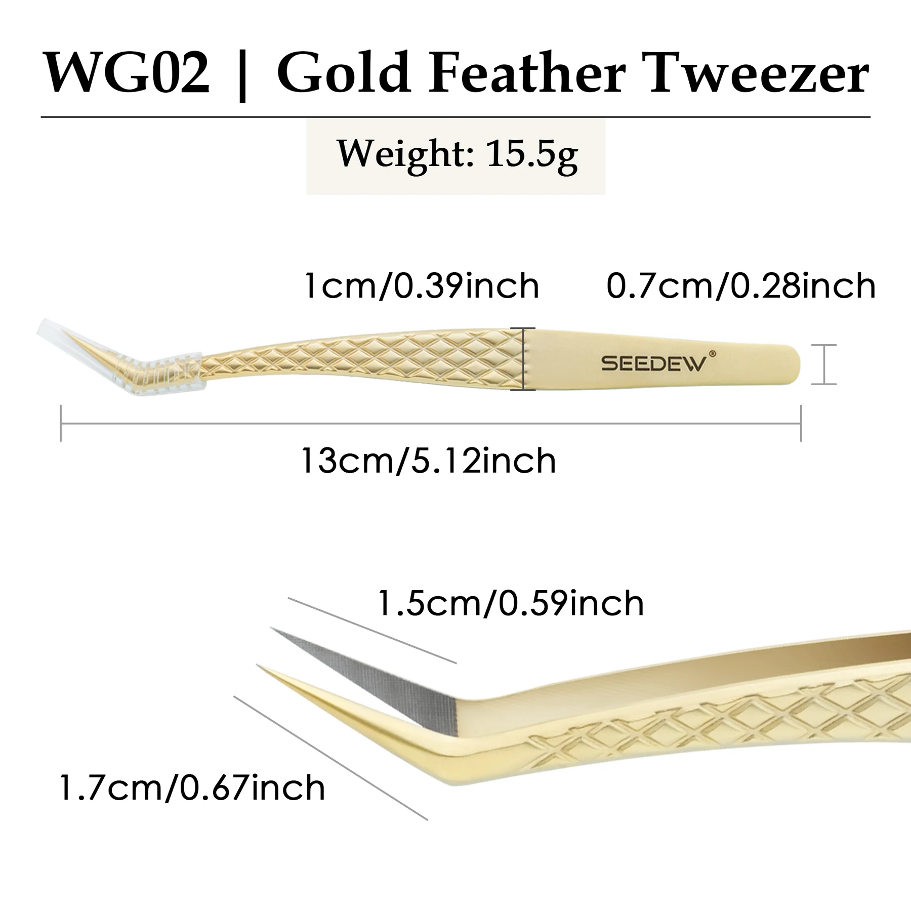 SEEDEW ステンレス製マイクロファイバーチップ付き精密ピンセット、滑り止め付きまつげエクステ用ピンセット、メイクアップツール用