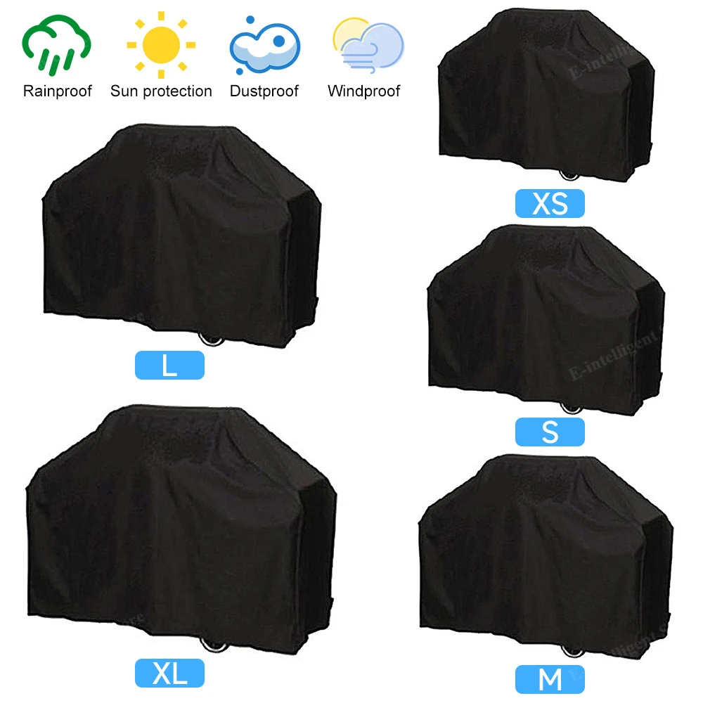 Black Waterproof BBQ Cover Outdoor BBQ Accessories Grill Cover Anti Dust Rain Gas Charcoal Electric Barbeque Protective Cover