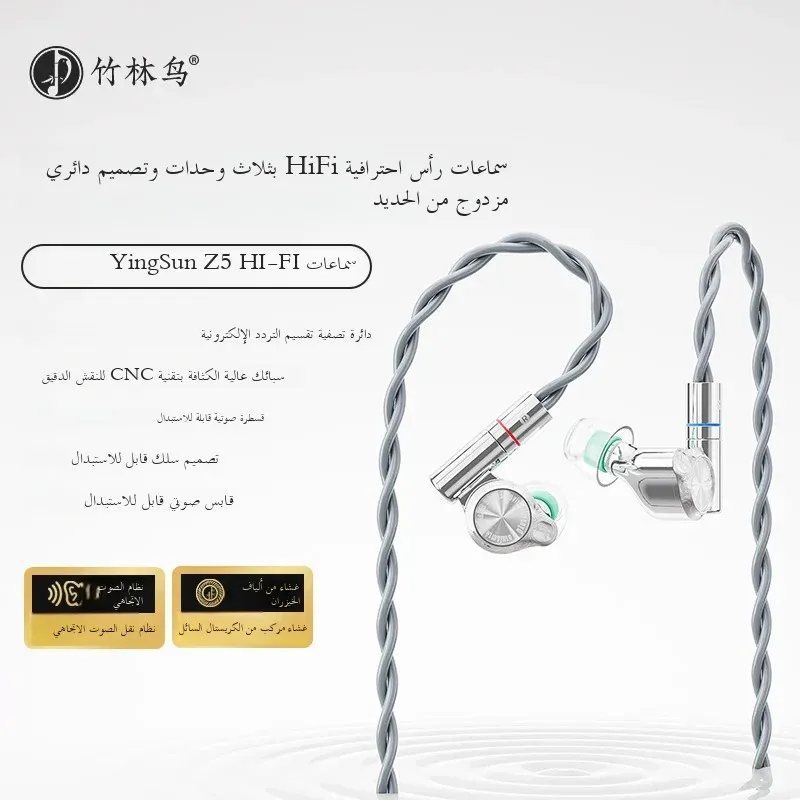 Zhulinniao Yingsun Z5 Wired Earphones HD Dual-Chamber Custom Earplugs HiFi Sound Replaceable Tubes for Gaming And Music No Mic — product photo 1 of 1