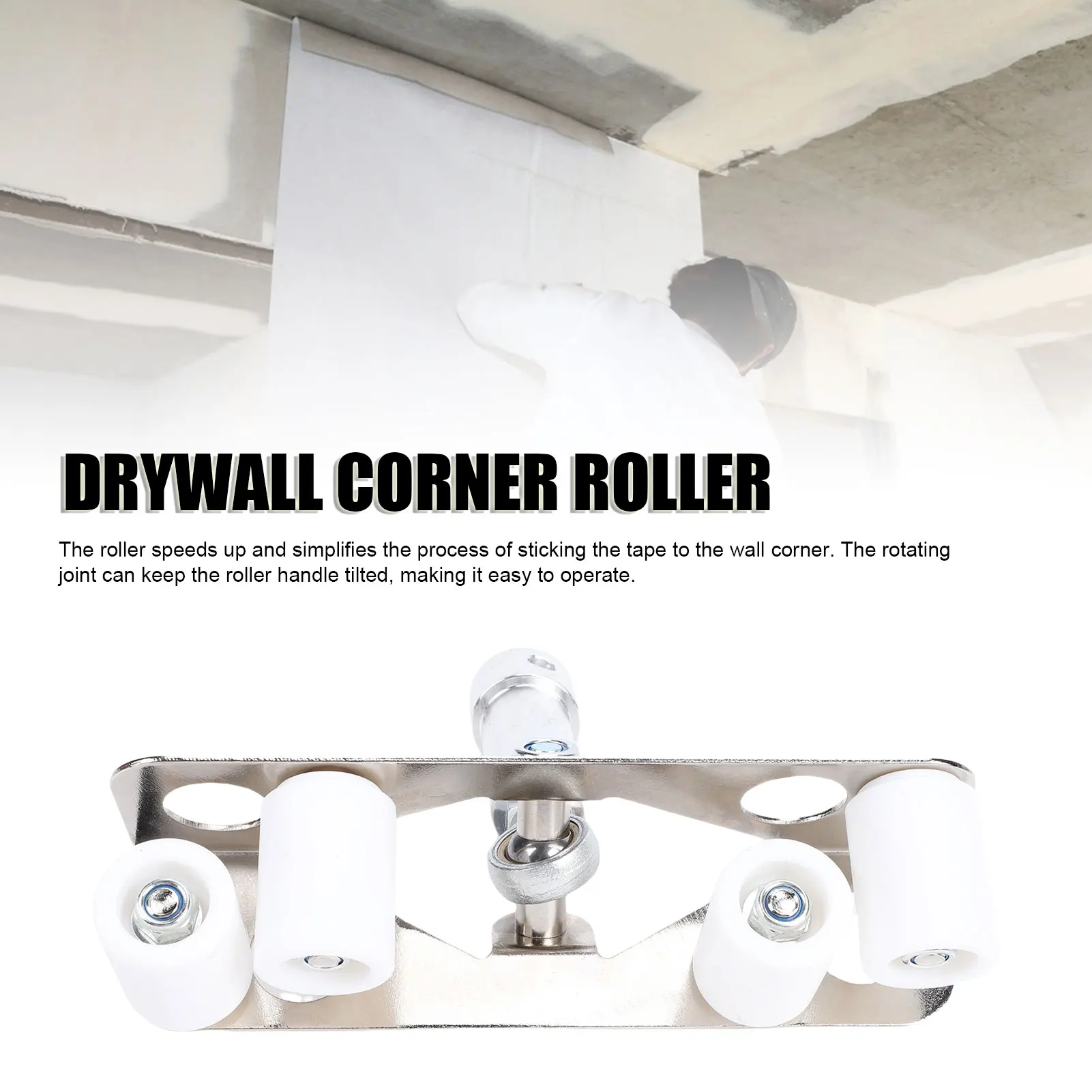 

Drywall Inside Corner Bead Roller PTFE Stainless Steel Drywall Corner Roller Taping Tool with Threaded Adapter